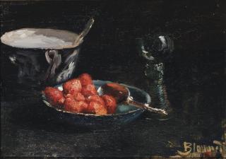 Bernardus Johannes Blommers - A still life with strawberries
