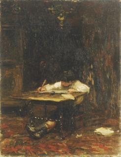 Bernardus Johannes Blommers - A young boy studying