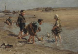 Bernardus Johannes Blommers - Children playing on the beach