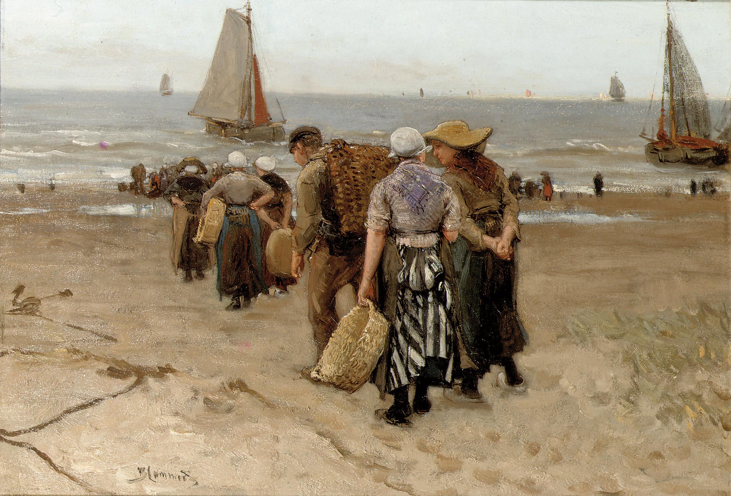 Bernardus Johannes Blommers - Collecting the day\'s catch
