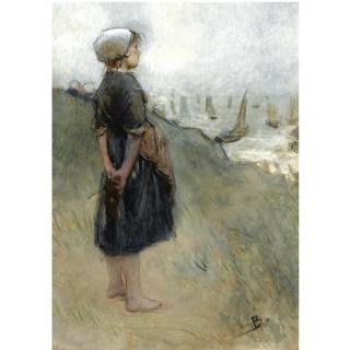 Bernardus Johannes Blommers - Dutch Watching The Ships Depart