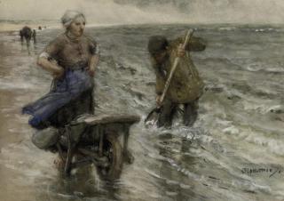 Bernardus Johannes Blommers - Shell-Fishers in the Surf