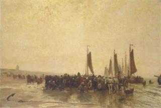 Bernardus Johannes Blommers - Vischverkoop Op Het Strand; On The Beach