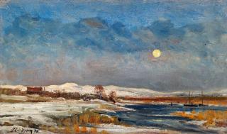 Berndt Lindholm - Moonlit winter landscape