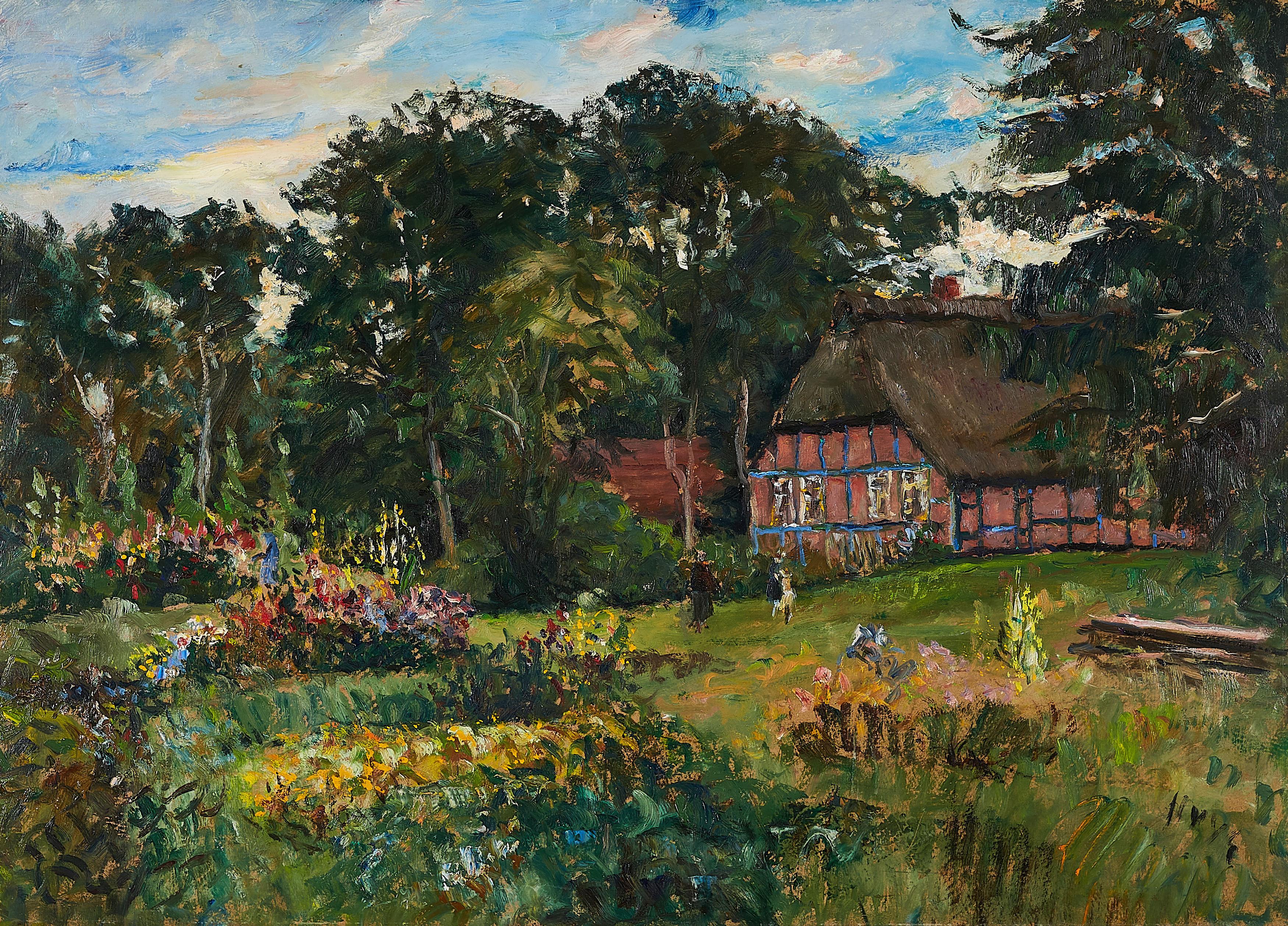 Bernhard Huys - Reetgedecktes Haus mit Garten.