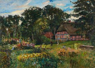 Bernhard Huys - Reetgedecktes Haus mit Garten.