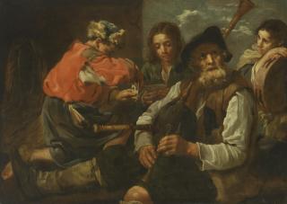 Bernhard Keil - Four peasants in a landscape: an allegory of hearing and sight