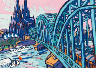 Bernhard Kühlewein - Blick auf den Kölner Dom mit der Hohenzollernbrücke