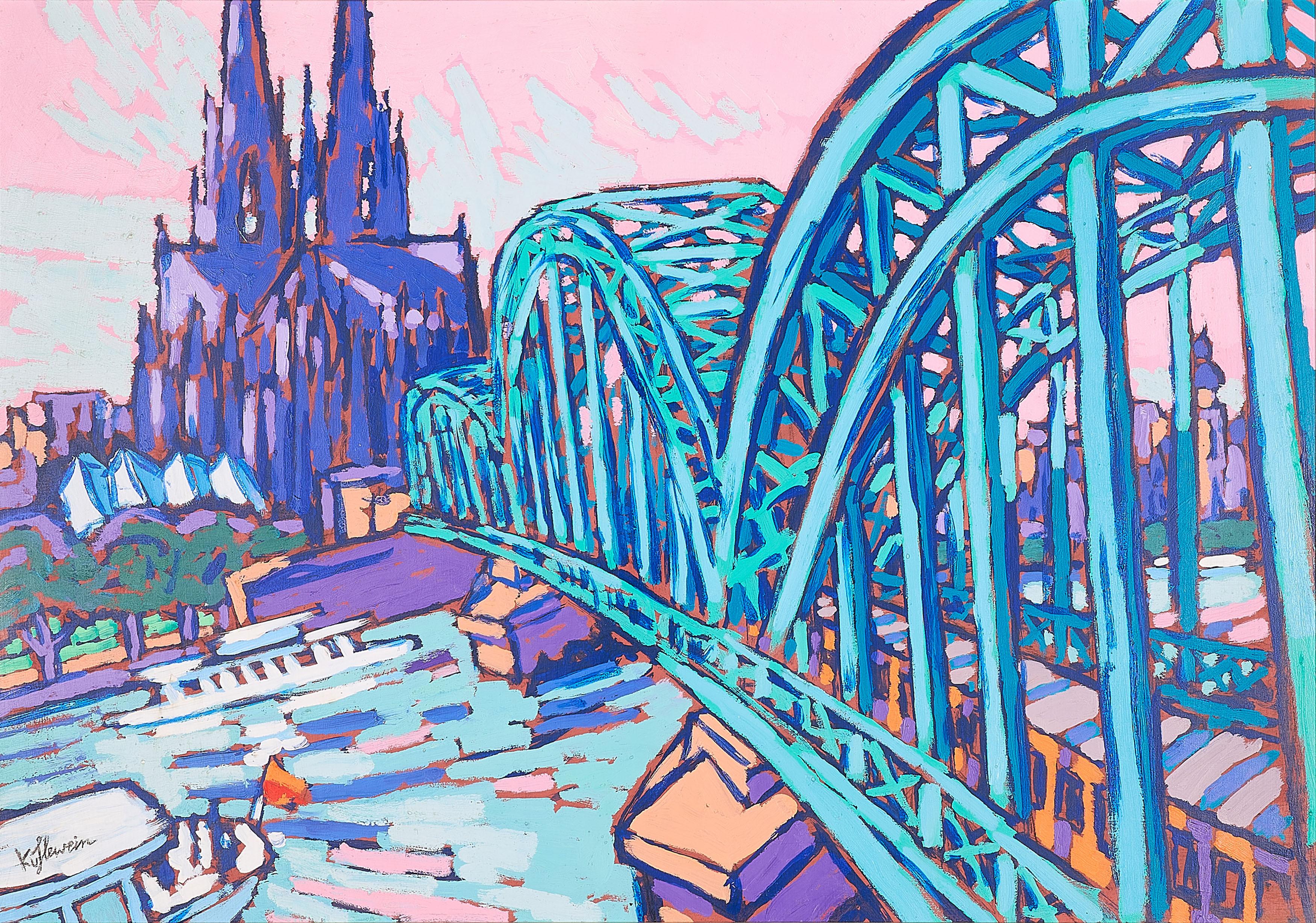 Bernhard Kühlewein - Blick auf Köln mit Dom und Deutzer Brücke.