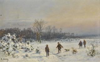 Bernhard Mühlig - German hunters In The Snow