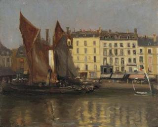 Bernhard Sickert - Sailing vessels in harbour, Dieppe