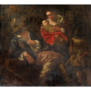 Bernhardt Keil - Famille De Paysans Dans Un Intérieur