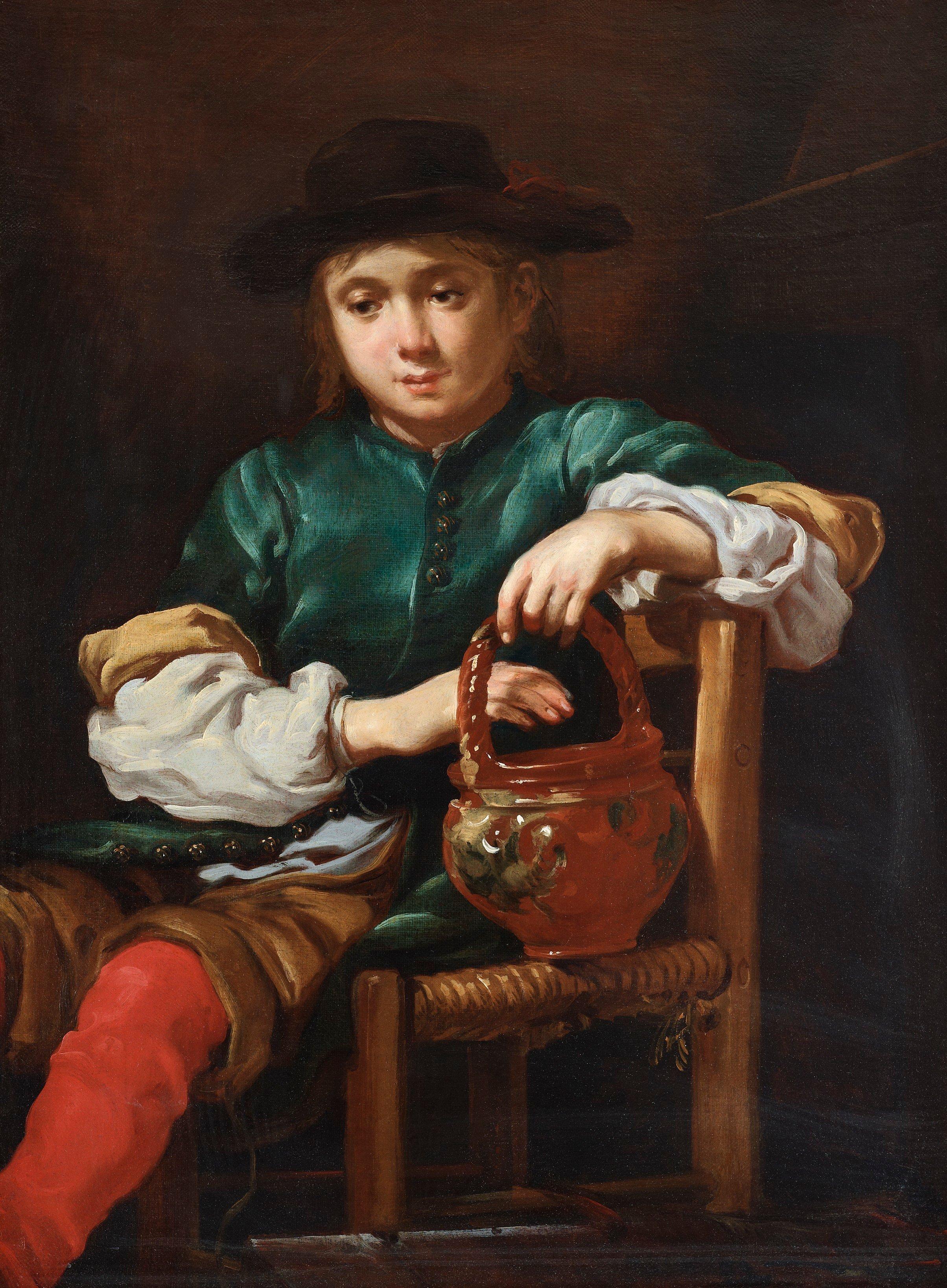 Bernhardt Keil - Sitting boy with a pot, allegory over winter