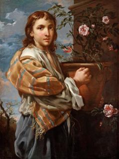 Bernhardt Keil - Standing boy with a pot of roses, allegory over spring