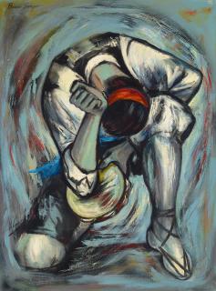 Bernice Lee Singer - Tambourine Dance 40 x 30 in. framed 41 1/2 x 31 1/2 in.