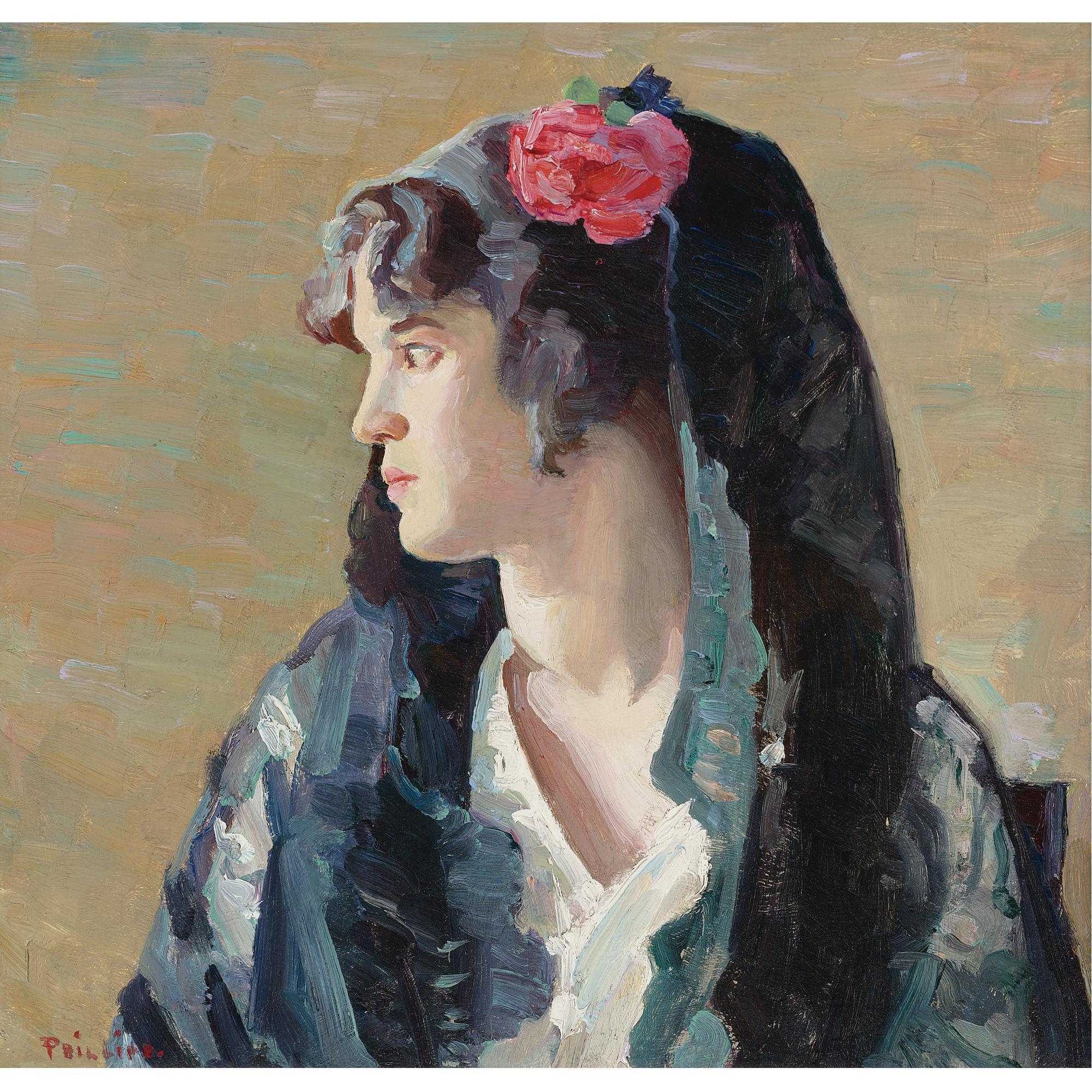 Bert Greer Phillips - Portrait Of A Mexican Girl