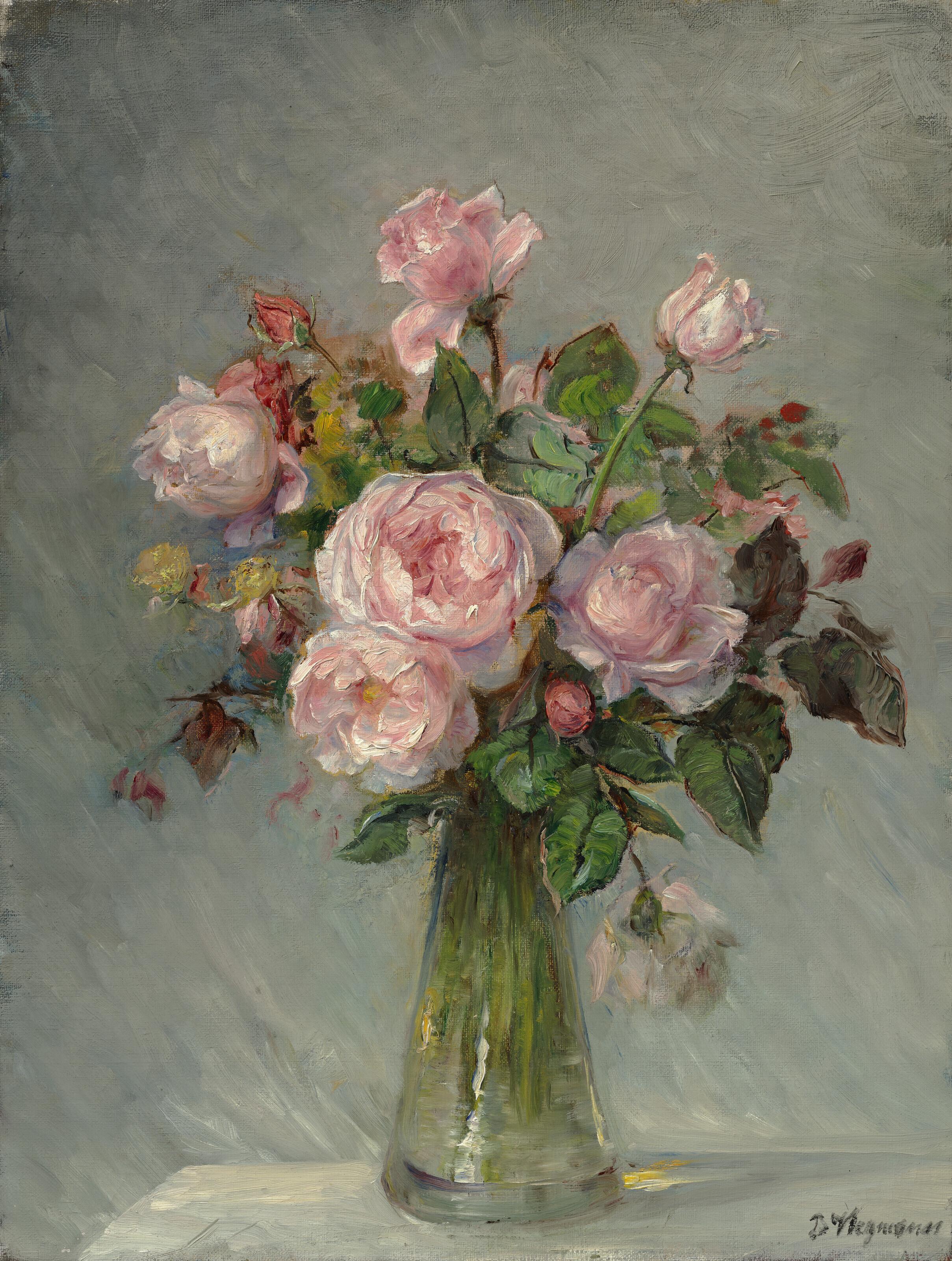 Bertha Wegmann - Roses in a glass vase