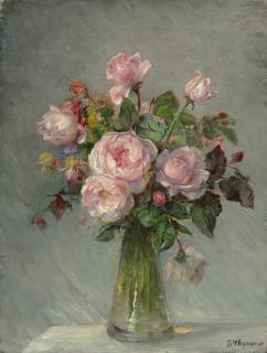 Bertha Wegmann - Roses in a glass vase