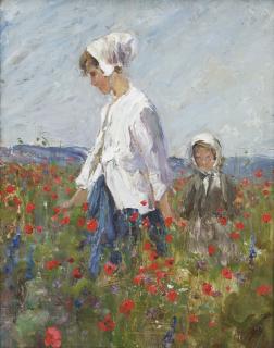 Berthe Des Clayes - Among The Poppies; Among The Delphiniums