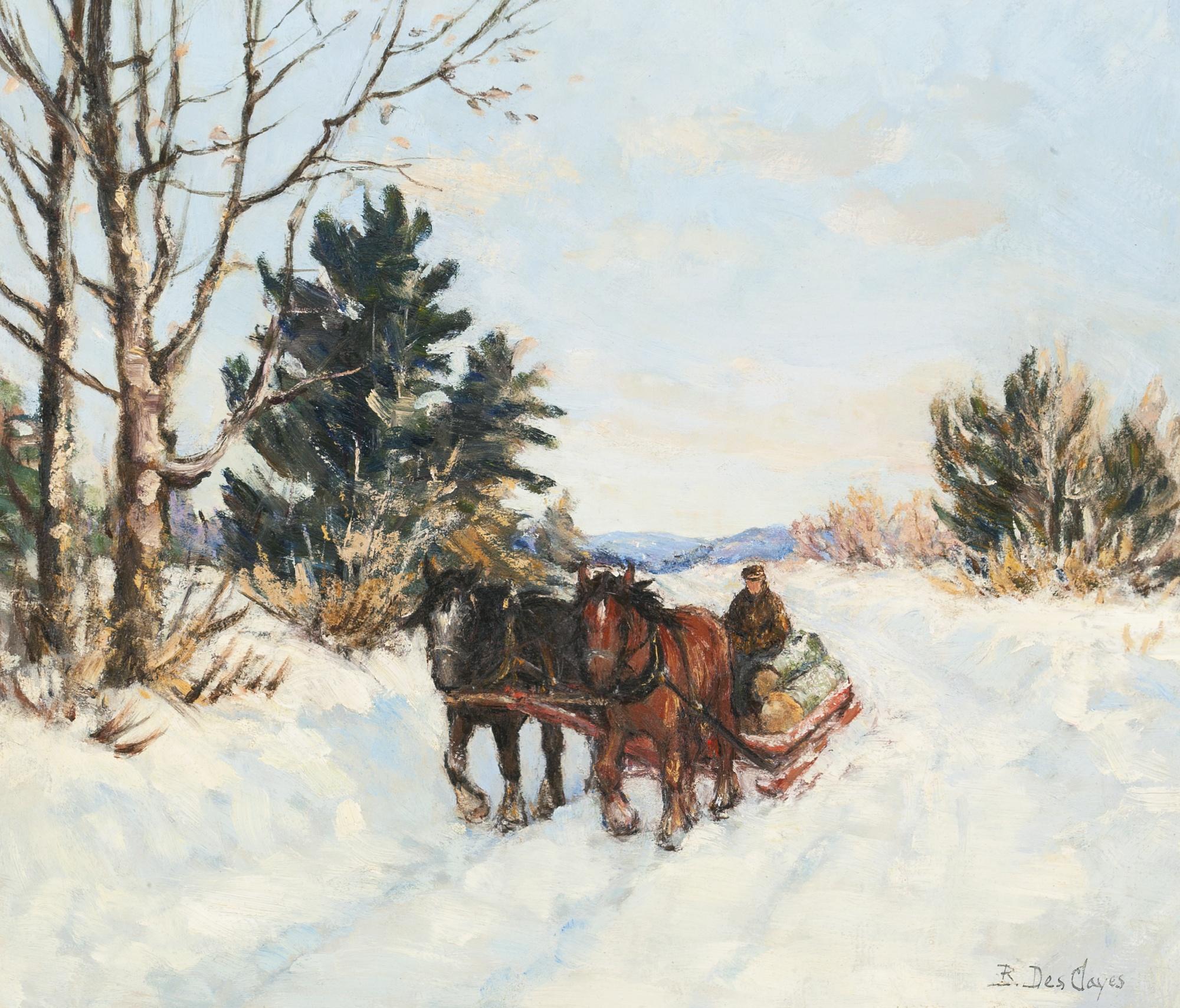 Berthe Des Clayes - On The River Road Hauling Logs