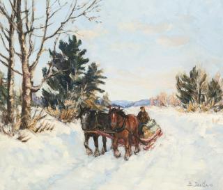 Berthe Des Clayes - On The River Road Hauling Logs
