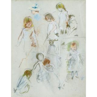 Berthe Morisot - Étude De Fillette  Figure Dans Un Jardin (Verso)