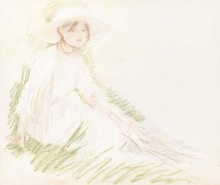 Berthe Morisot - Fillette assise dans l\'herbe