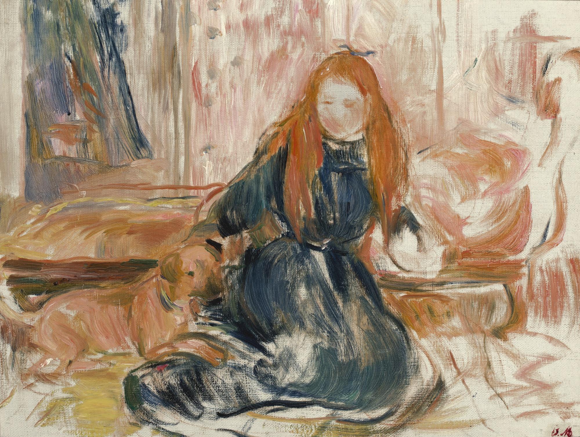 Berthe Morisot - Fillette Jouant Avec Un Chien