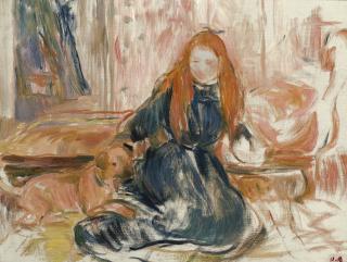 Berthe Morisot - Fillette Jouant Avec Un Chien