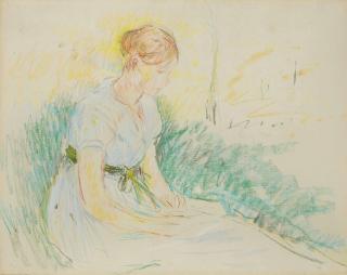 Berthe Morisot - Jeune fille assise dans la prairie