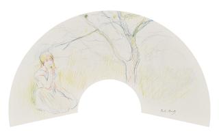 Berthe Morisot - Jeune fille mangeant un fruit sous un arbre (recto); Études pour jeune fille (verso)