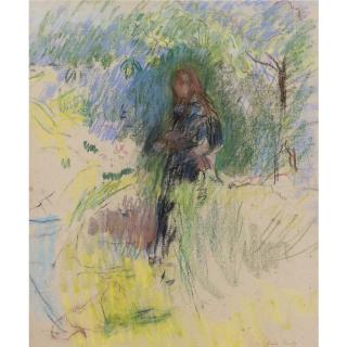 Berthe Morisot - Jeune Fille Tenant Un Chien Dans Ses Bras
