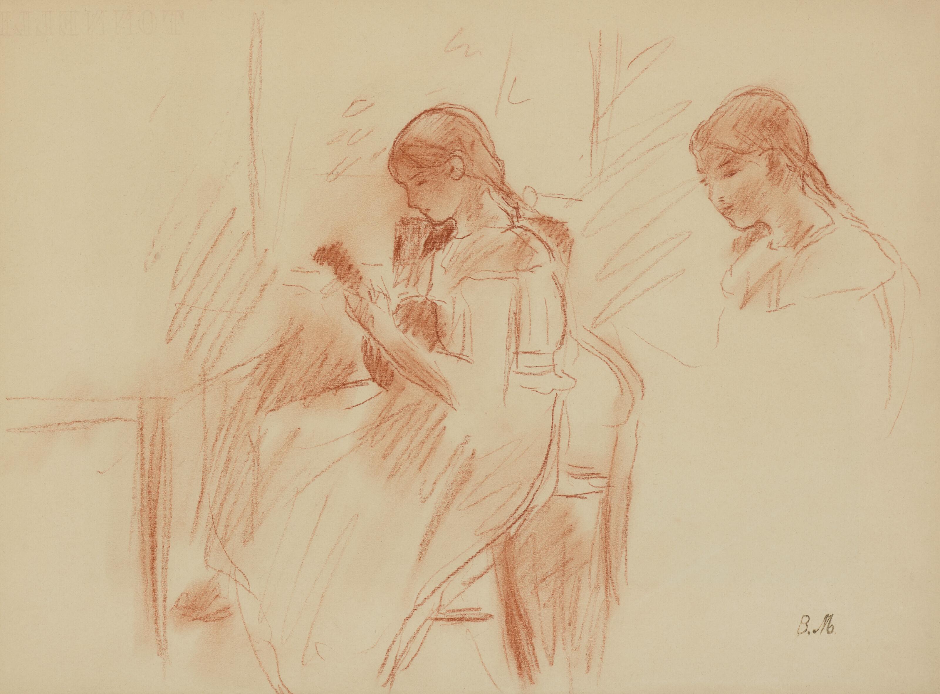 Berthe Morisot - La Mandoline (recto); Etude (verso)