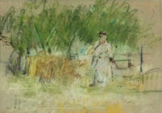 Berthe Morisot - Nourrice Et Enfant Dans La Campagne - Recto Esquisse De Portrait De Jeune Fille - Verso