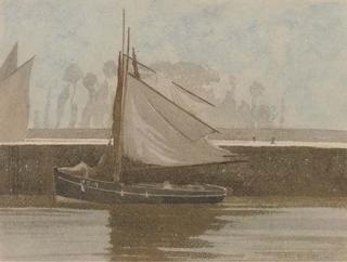 Bertram Nicholls, P.R.B.A., R.O.I. - A Boat On The Canal