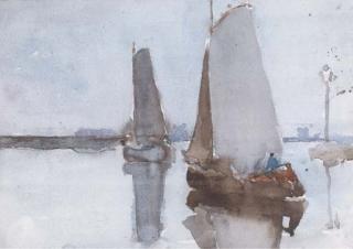 Bertram Priestman, R.A. - Running Up The Estuary