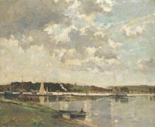 Bertram Priestman - Morning in the harbour, St Helens, Isle of Wight