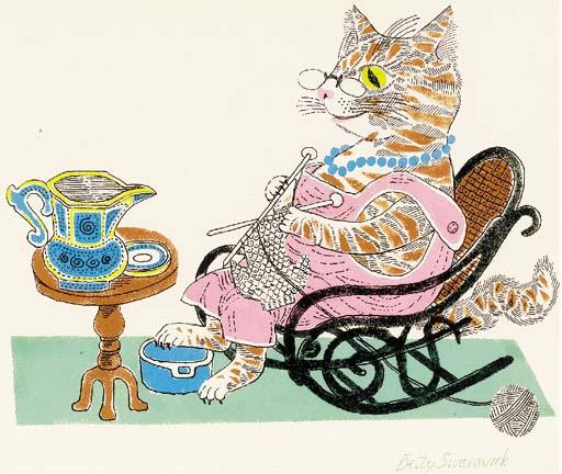 Betty Swanwick - Grandmother cat, knitting