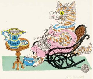 Betty Swanwick - Grandmother cat, knitting