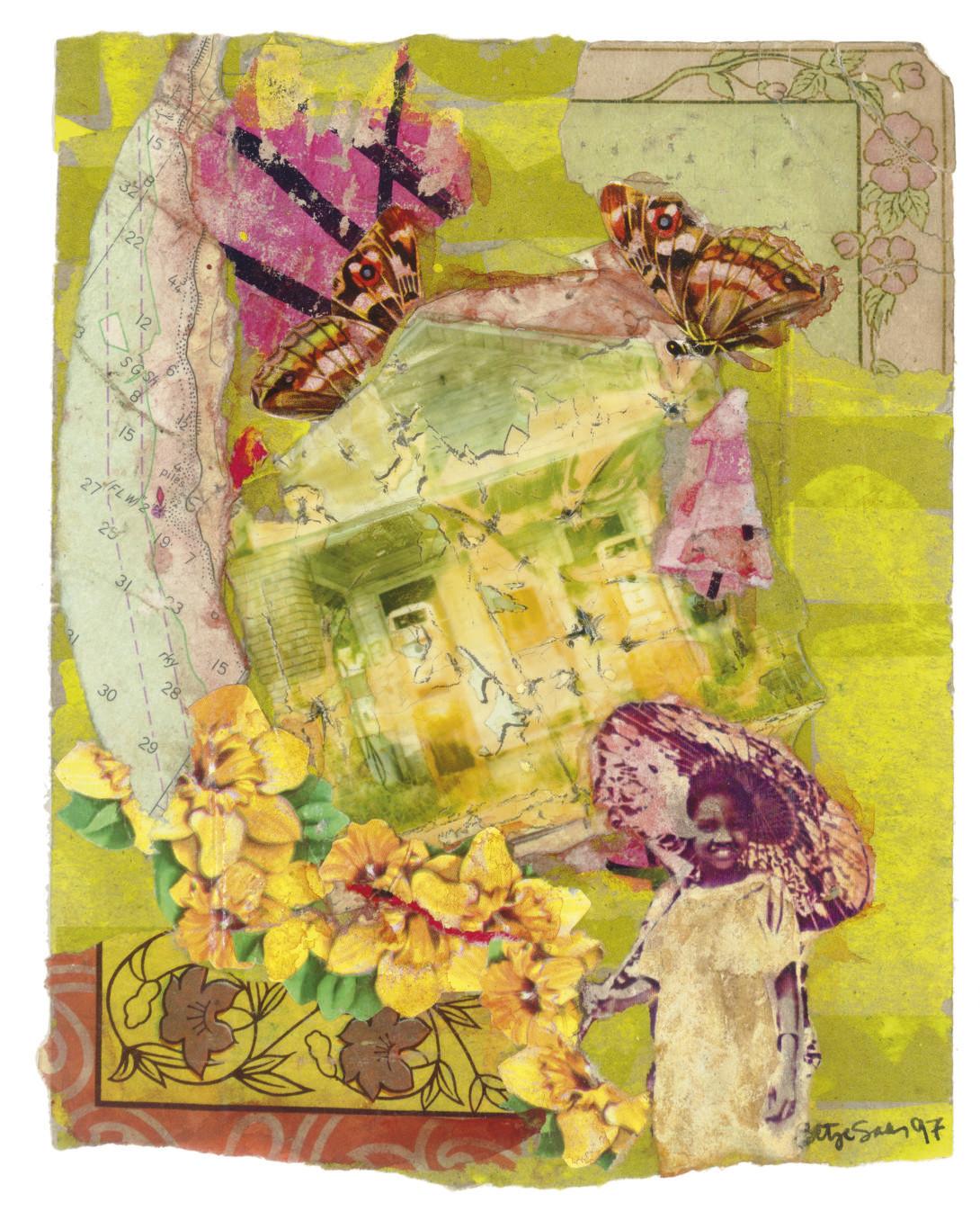 Betye Saar - Girl with Umbrella and Yellow Flowers