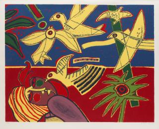 Beverloo Corneille - Femme et oiseaux