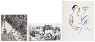 Bhupen Khakhar - Untitled (Cards); Untitled (Beach); Lotus