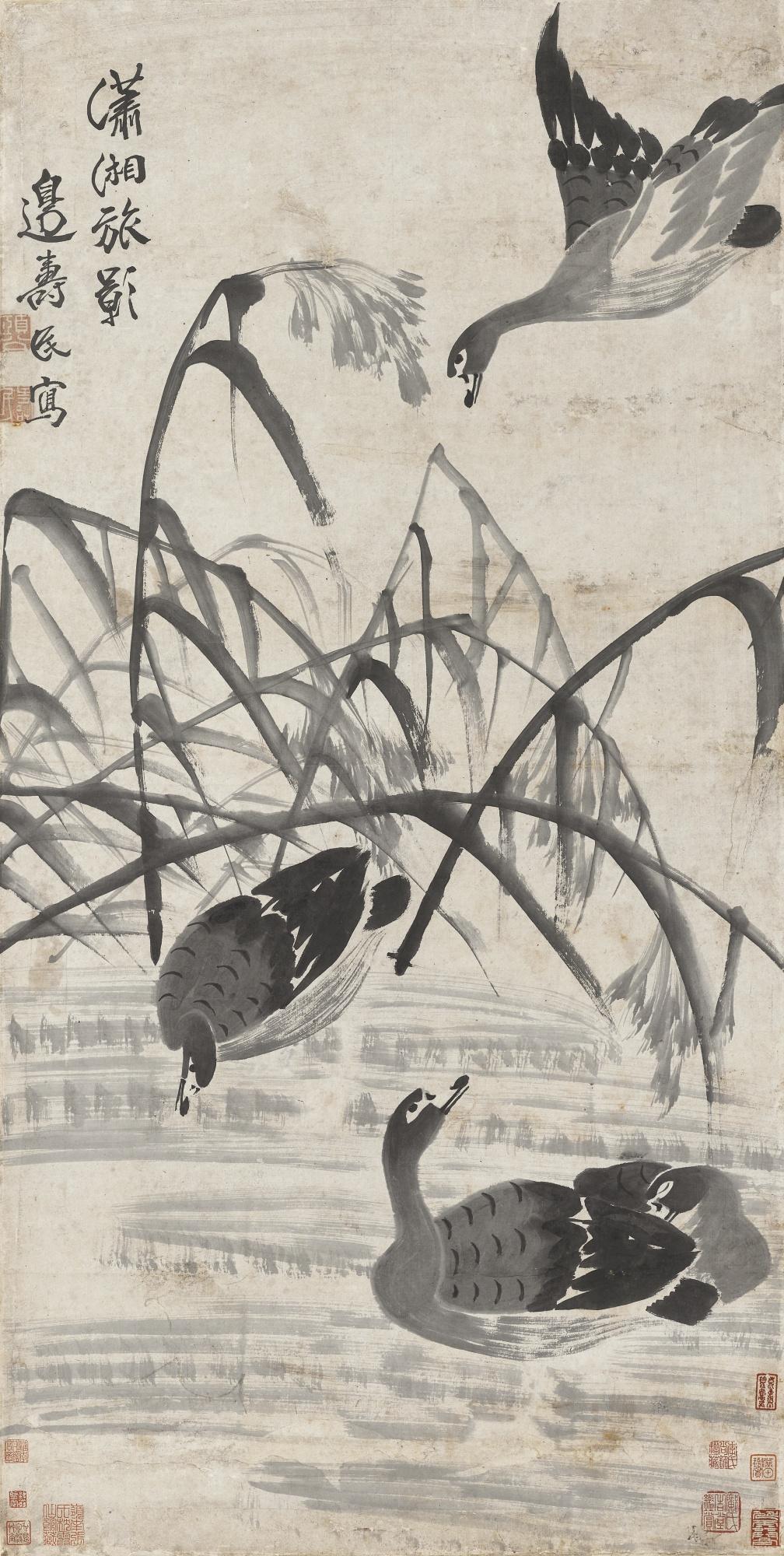 Bian Shoumin - Geese On The Waterfront