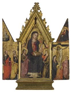 Bicci Di Lorenzo - Triptyque : Vierge à l\'Enfant avec saint Jean-Baptiste et saint Jean (panneau central) ; La Crucifixion (volet de droite) ; Saint Pierre et saint Paul (volet de gauche)