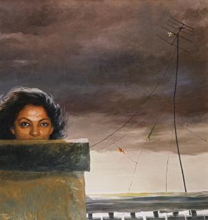 Bikash Bhattacharjee - Enticed (Lady On Roof)