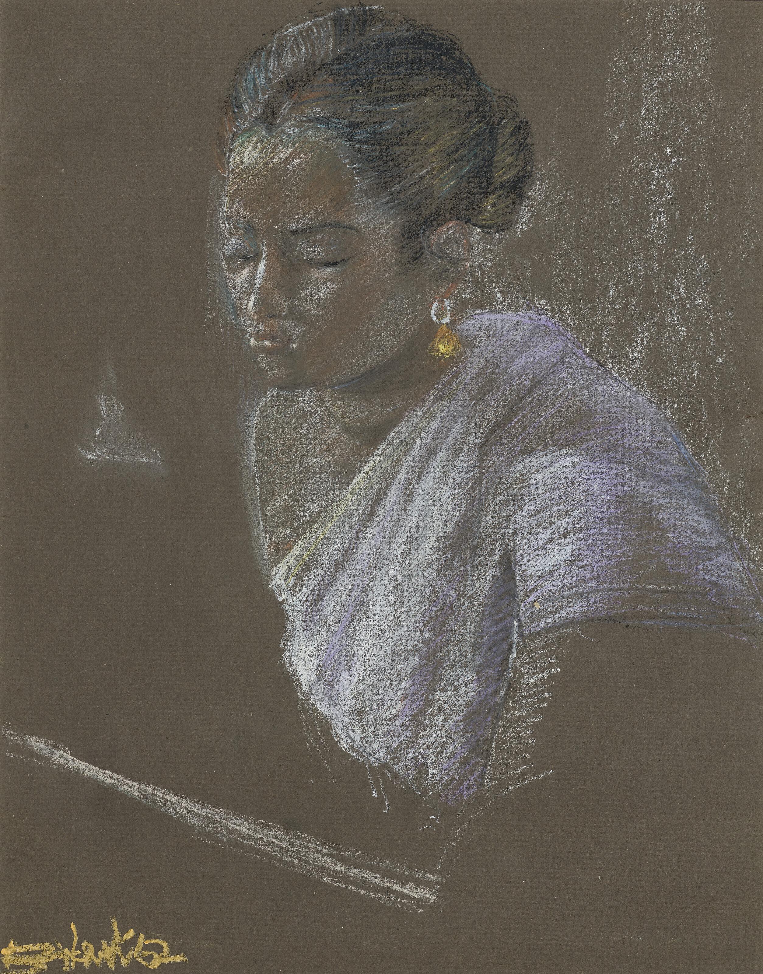 Bikash Bhattacharjee - Untitled (Lady)