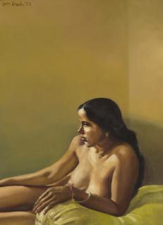 Bikash Bhattacharjee - Untitled (Seated Nude)