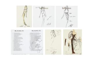 Bill Blass - Five sketches of dresses