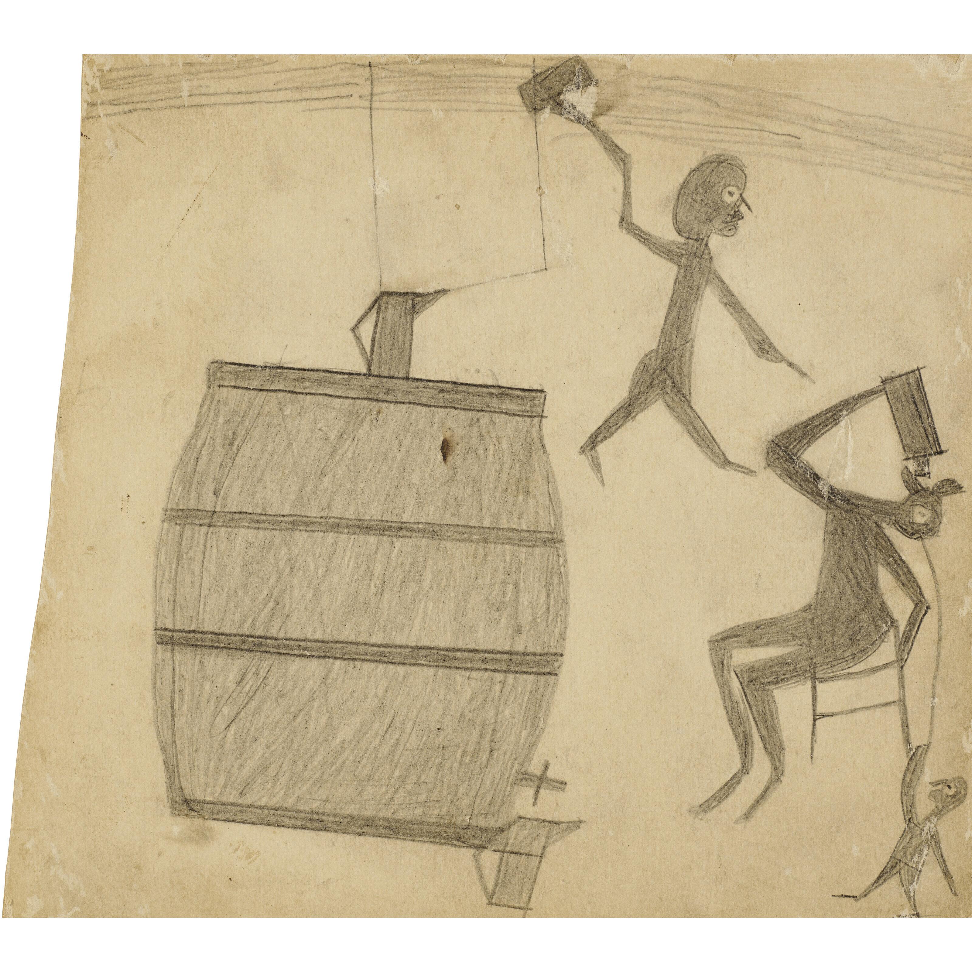 Bill Traylor - Figures with Large Barrel, 1939-1942