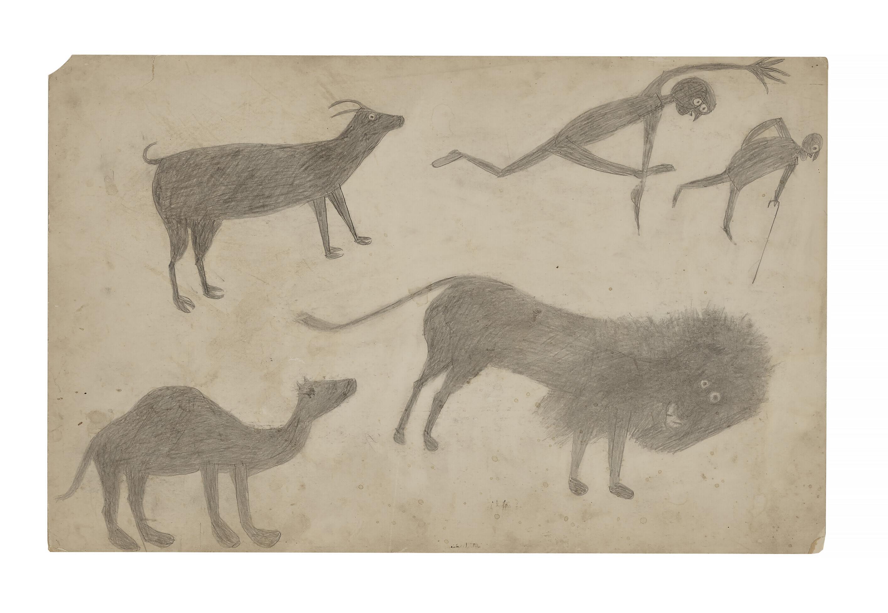 Bill Traylor - Goat, Camel, Lion and Figures